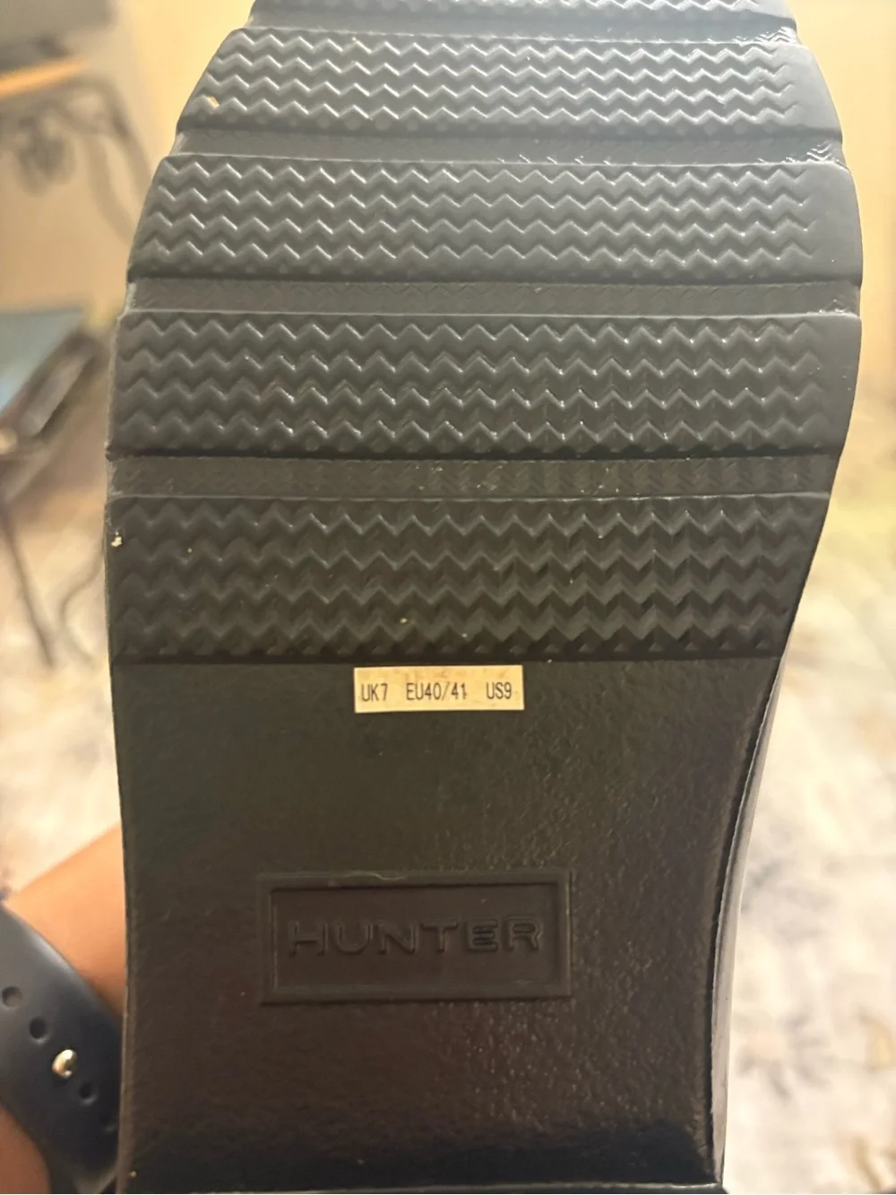 Hunter Black Gloss Rain Boots - Classic Logo Interior